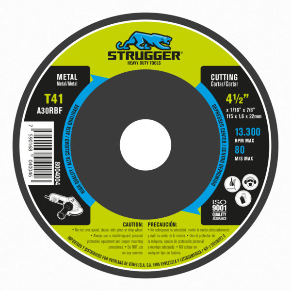 Disco Corte Para P/ Acero al carbon 4-1/2X1/16¨X7/8¨ T41