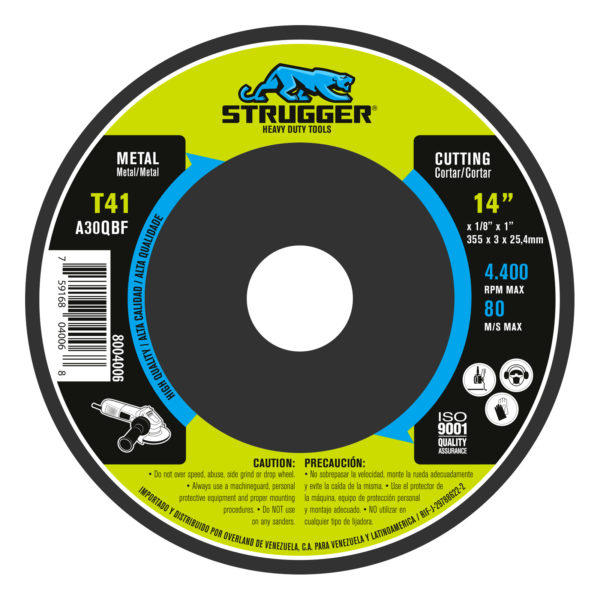 Disco Corte Para P/ Acero al carbon 14¨X1/8¨X1¨ T41