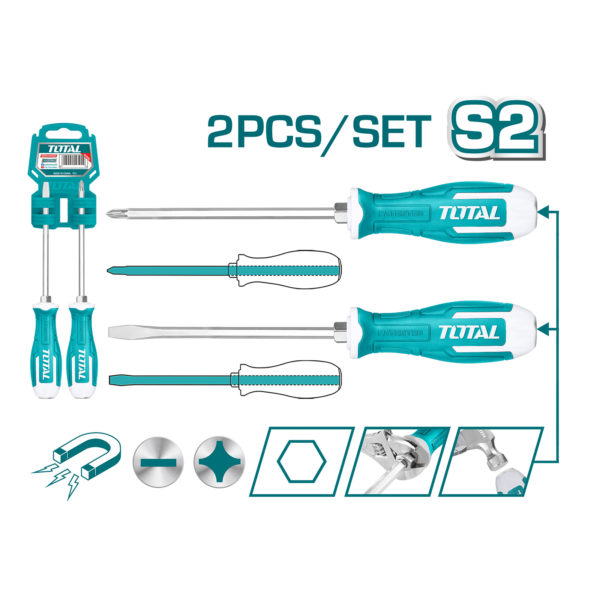 Juego de Destornilladores Variados de 2 Pzas de Acero Industrial S2
