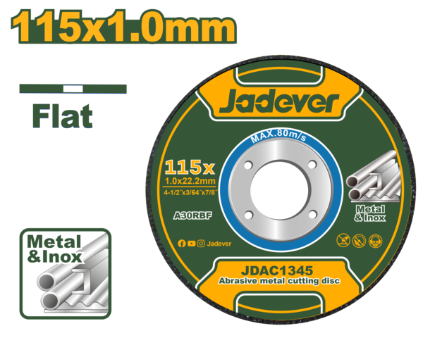 Disco de corte de metal 4 1/2"x3/64"x7/8" Centro Plano
