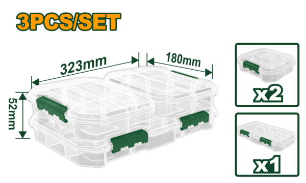 Juego Organizador Transparente 323x180x52mm (3 Piezas)