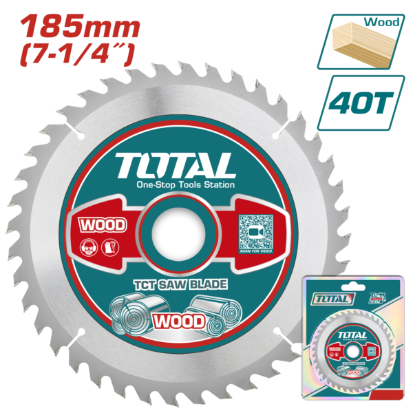 Disco de Corte Sierra p/ Madera dim 7-1/4" (185mm) 40T 20mm