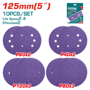 Juego de Discos de Lija Purpura de 125mm 10 pzas