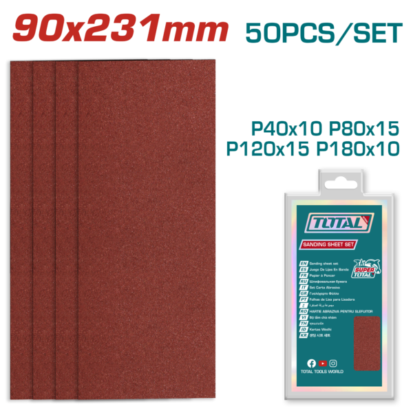 Juego de Lijas 90x231mm P40-P80-P120-P180 50pzas