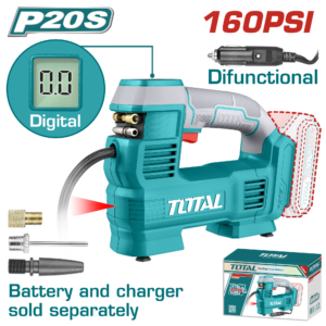 Compresor de Aire Automatico Inalámbrico 20V 160 PSI/11 bar