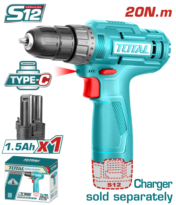 Taladro Inalámbrico 12V 20Nm 750rpm