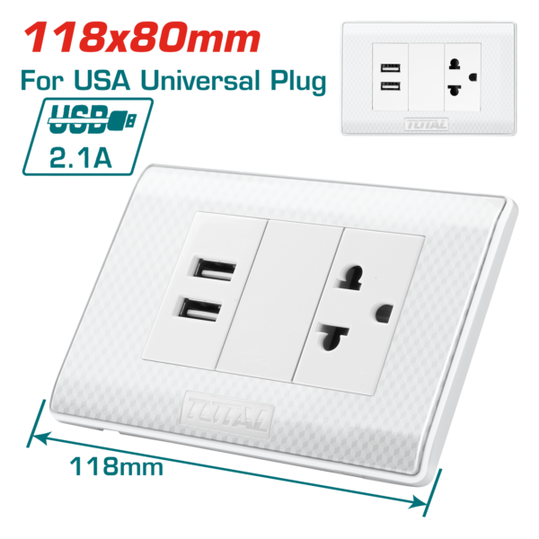 Tomacorriente Universal con 2 Puertos USB 16V