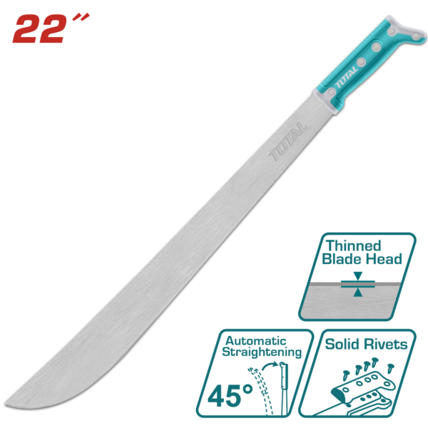 Machete Recto 22" con Empuñadura Ergónomica Anti-deslizante