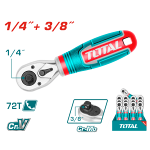 Rachet 2 en 1 de 1/4 "Dr y 3/8"Dr, 72T, 140mm