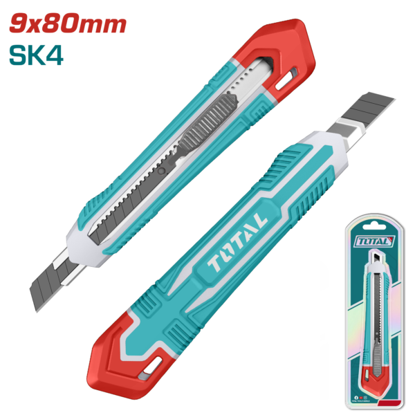Exacto a Presión de 9mm x 80mm, long 140mm, con Autobloqueo y Pulsador Plano