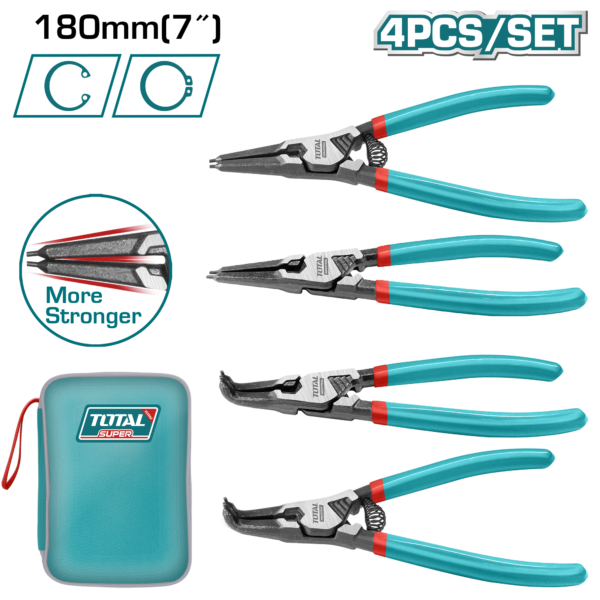 Set de Pinzas p/ Retenedor 7"  4 pzas (2 pzas 180°/2 pzas  90°)