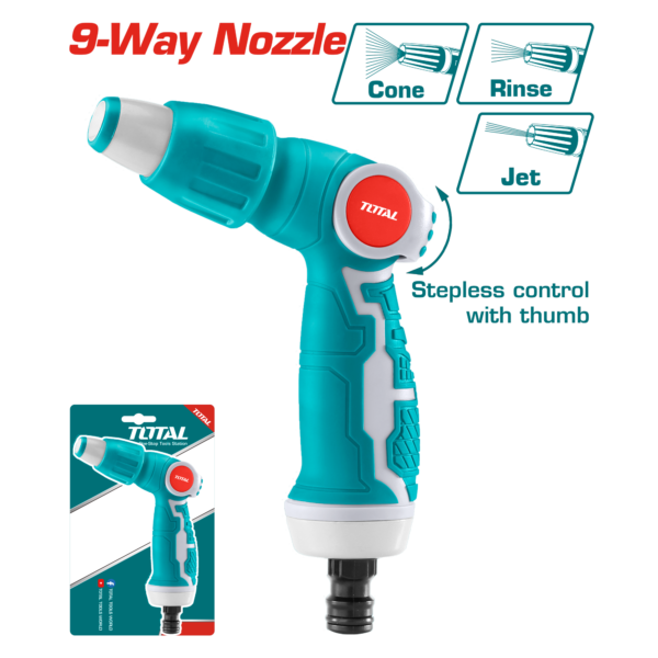Pistola de Riego para Manguera de Agua de 3/4" Ajustable a 3 Vias