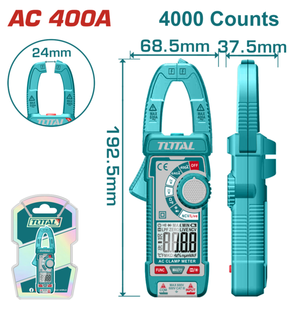 Tester Multimetro AC Digital 4000 cuentas 400V