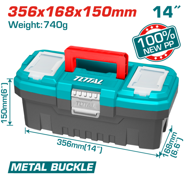 Caja de Herramientas Plastica 356x168x160mm con Hebilla de Metal