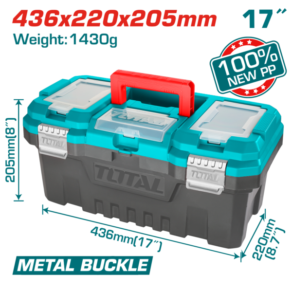 Caja de Herramientas Plastica 436x220x205mm con Hebilla de Metal