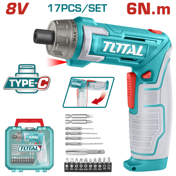 Destornillador Inalámbrico 8V Vástago hexagonal:1/4" 220 rpm