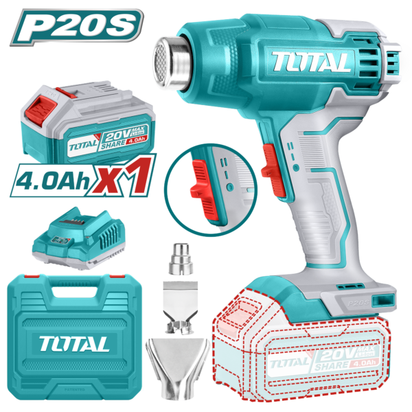Pistola de Calor Inalambrica 20V 300/550°C 110-120V~50/60Hz