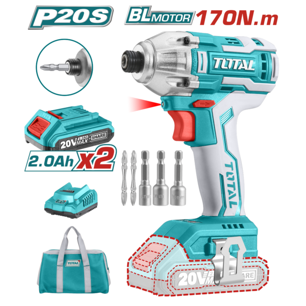 Destornillador de Impacto Inalámbrico de 1/4" 20V 2100rpm