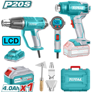 Pistola de Calor 1600W 20V Temp:3000C/550C/550C Incluye 3 Boquillas y un Raspador de Metal Y Bateria 4.0Ah