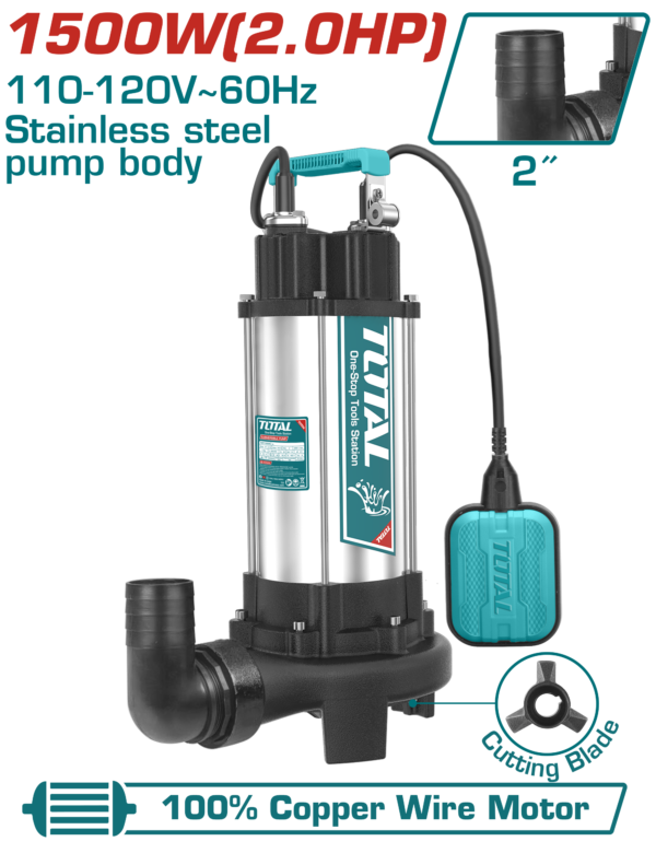 Bomba Sumergible para Aguas Residuales de 2" 1500W 2HP 110V