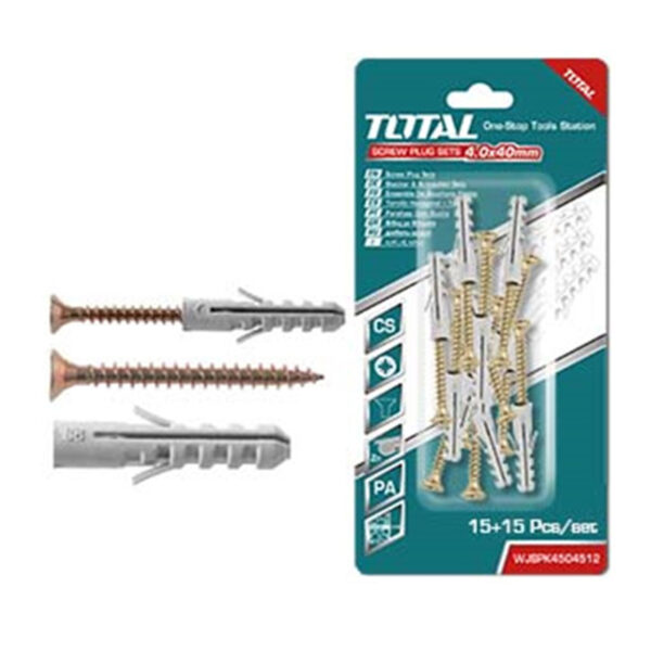 Juego de 15 Tornillos T4.0x40mm y taco 6x30mm