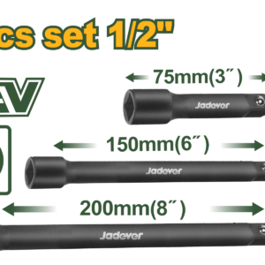 Juego Barra de Extension 1/2" Longitud 3",6",8"