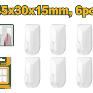 Colgador Gancho de Pared ABS 45x30x15mm 6pzas