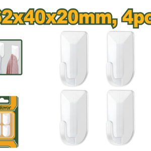 Colgador Gancho de Pared ABS 62x40x20mm 4pzas