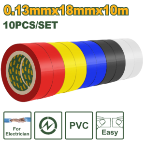 Teipe de Colores Negro, Blanco, Rojo, Amarillo, Azul 18mm x 0.13 mm 10 mts