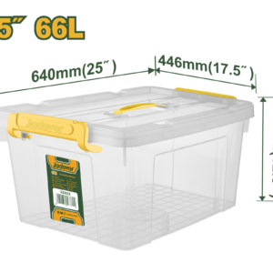 Contenedor Plastico Transparente 25" 66L 640x446x313mm