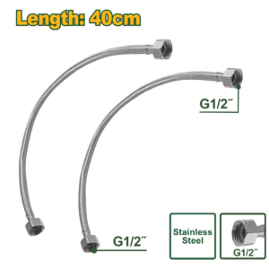 Manguera Canilla Flexible 1/2 x 1/2" x 40cm A/I 2 Pzas