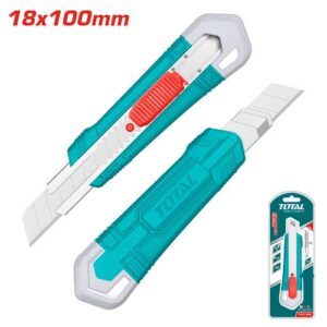 Exacto a Presion de 18mm x 100mm, long 160mm, con Autobloqueo y Pulsador Plano